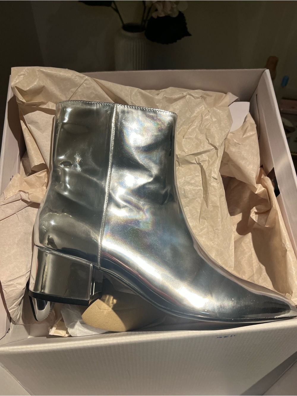 Jordan Metallic Silver Ankle Boots